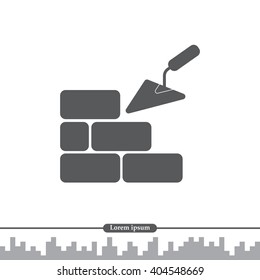 Vector icons brickwork and building trowel