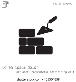 Vector icons brickwork and building trowel