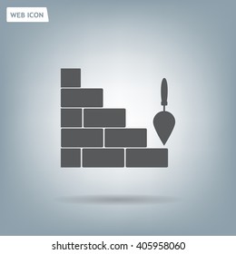 Vector icons brickwork and building trowel