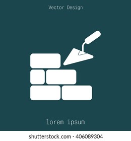 Vector icons brickwork and building trowel