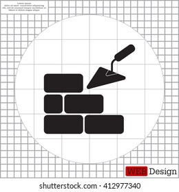 Vector icons brickwork and building trowel