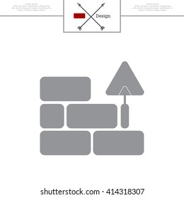 Vector icons brickwork and building trowel