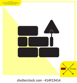 Vector icons brickwork and building trowel