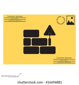 Vector icons brickwork and building trowel