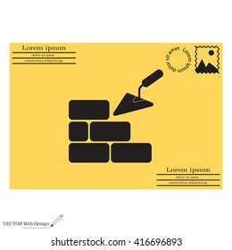 Vector icons brickwork and building trowel