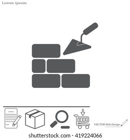 Vector icons brickwork and building trowel