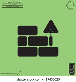 Vector icons brickwork and building trowel