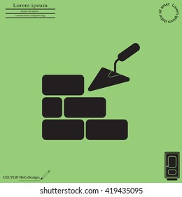 Vector icons brickwork and building trowel