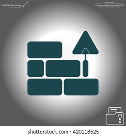 Vector icons brickwork and building trowel
