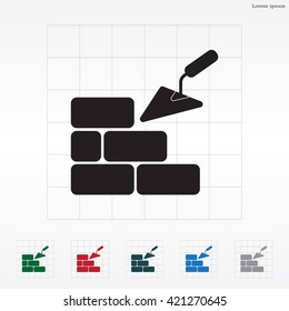 Vector icons brickwork and building trowel