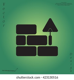 Vector icons brickwork and building trowel