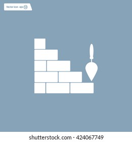 Vector icons brickwork and building trowel