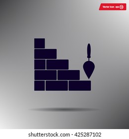 Vector icons brickwork and building trowel