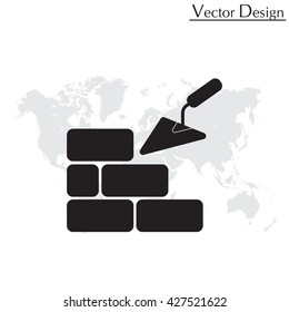 Vector icons brickwork and building trowel