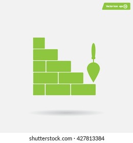Vector icons brickwork and building trowel