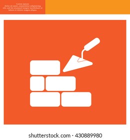 Vector icons brickwork and building trowel