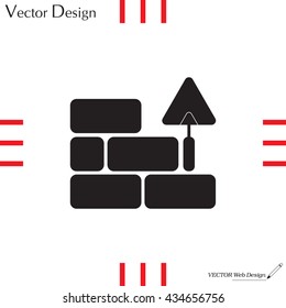 Vector icons brickwork and building trowel