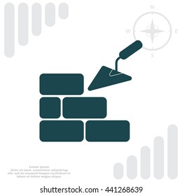 Vector icons brickwork and building trowel