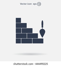 Vector icons brickwork and building trowel