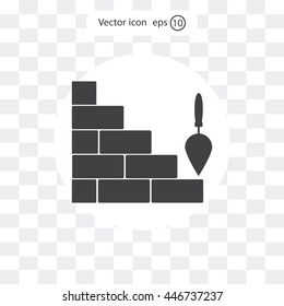 Vector icons brickwork and building trowel