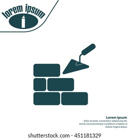 Vector icons brickwork and building trowel