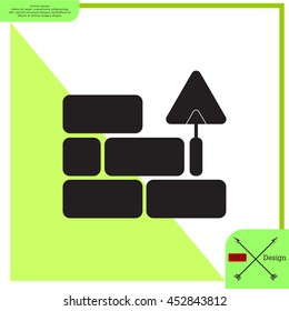 Vector icons brickwork and building trowel