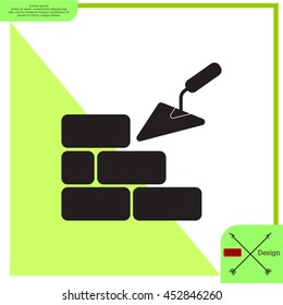 Vector icons brickwork and building trowel