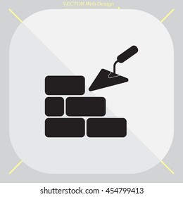 Vector icons brickwork and building trowel