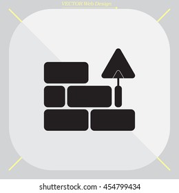 Vector icons brickwork and building trowel