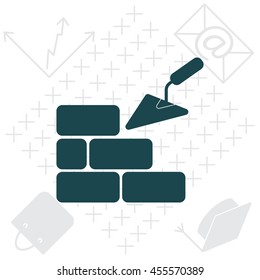 Vector icons brickwork and building trowel