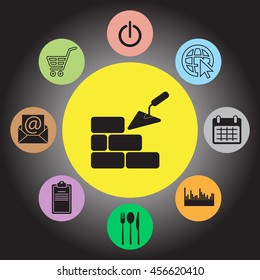 Vector icons brickwork and building trowel