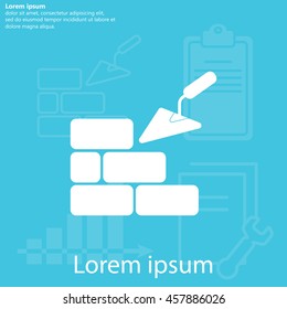 Vector icons brickwork and building trowel