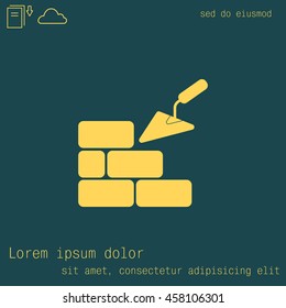 Vector icons brickwork and building trowel
