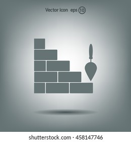 Vector icons brickwork and building trowel