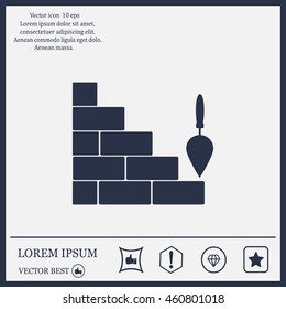 Vector icons brickwork and building trowel