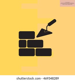 Vector icons brickwork and building trowel
