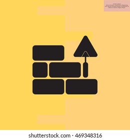 Vector icons brickwork and building trowel