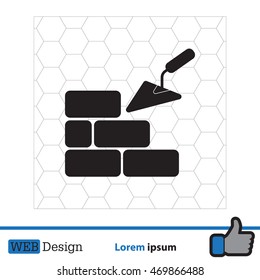 Vector icons brickwork and building trowel