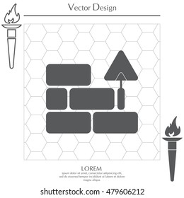 Vector icons brickwork and building trowel
