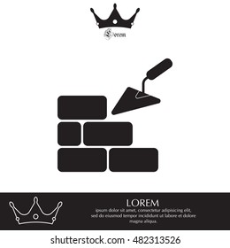 Vector icons brickwork and building trowel