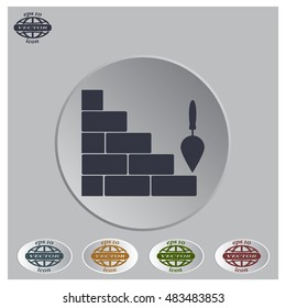 Vector icons brickwork and building trowel