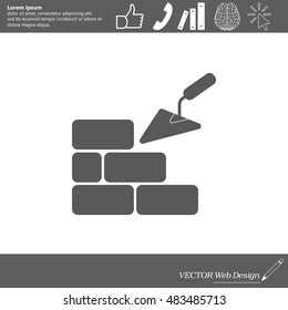 Vector icons brickwork and building trowel