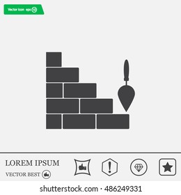 Vector icons brickwork and building trowel