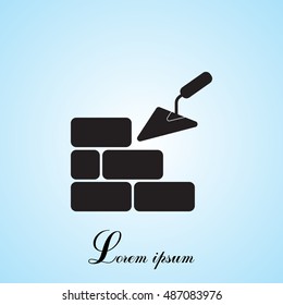 Vector icons brickwork and building trowel