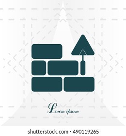 Vector icons brickwork and building trowel