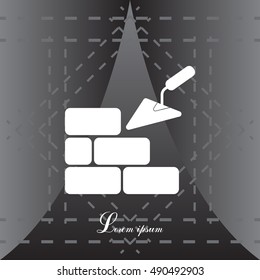 Vector icons brickwork and building trowel