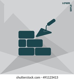 Vector icons brickwork and building trowel