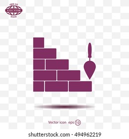 Vector icons brickwork and building trowel