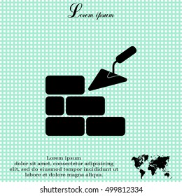 Vector icons brickwork and building trowel