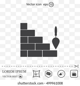 Vector icons brickwork and building trowel